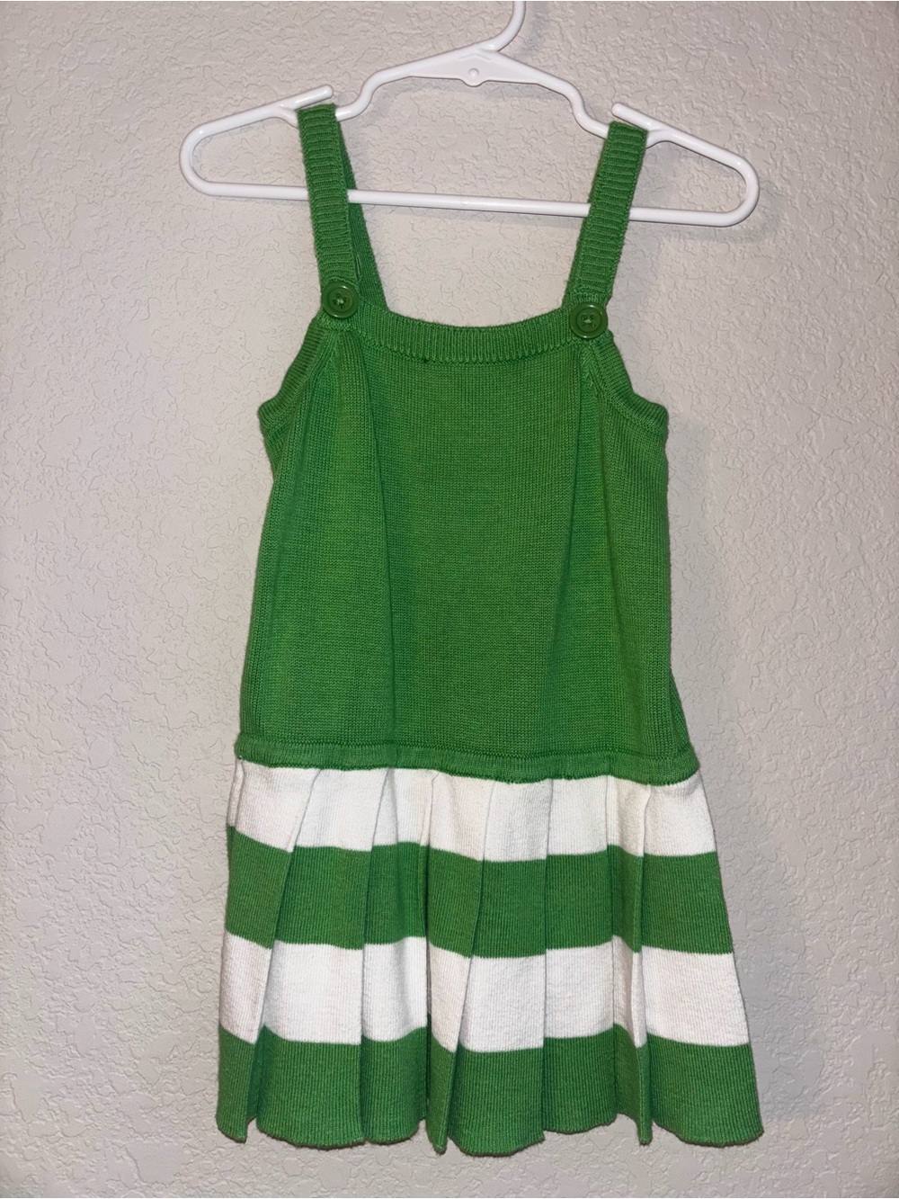 Gymboree Green & White Striped Knit Sundress with Button Straps